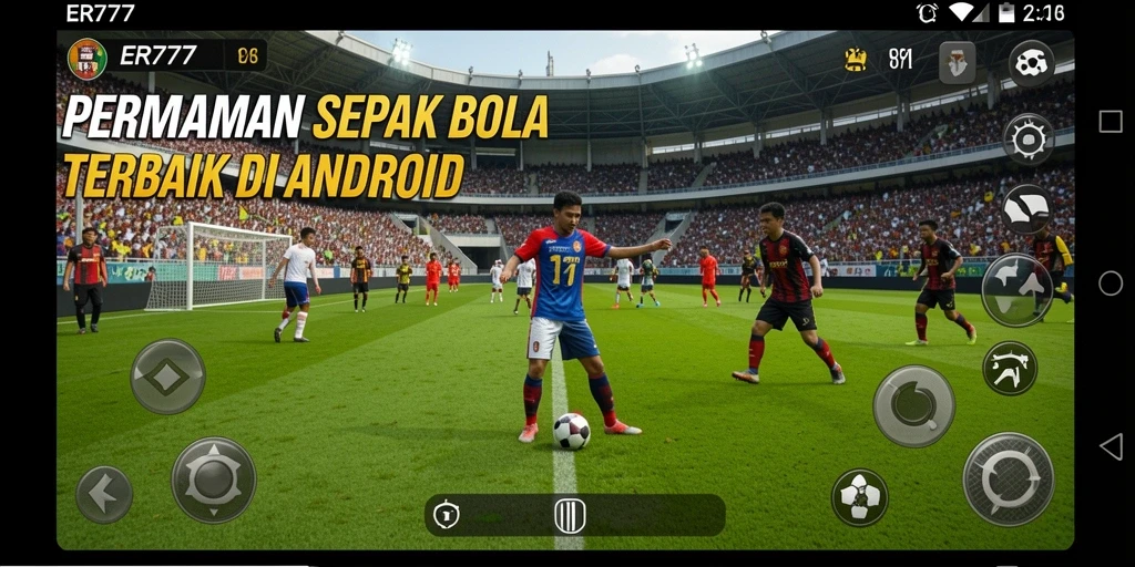 Tampilan gameplay <strong>ER777</strong> yang menegangkan di lapangan sepak bola.
