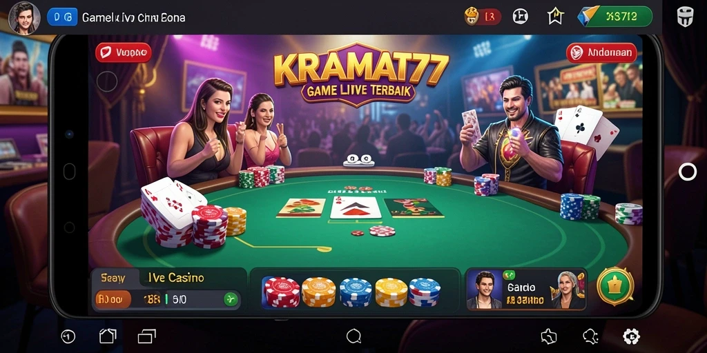 Tampilan gameplay Live Casino KRAMAT77 yang mendebarkan dan interaktif.