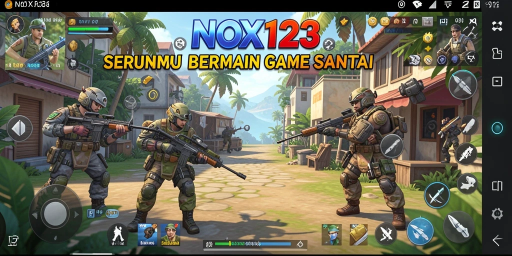 Tampilan gameplay <strong>NOX123</strong> yang penuh warna dan seru.