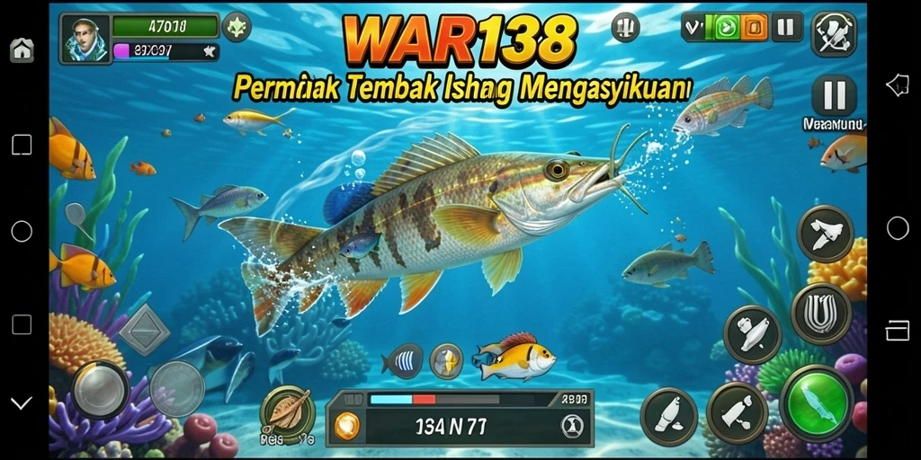 Tampilan gameplay seru di WAR138 dengan berbagai ikan warna-warni.